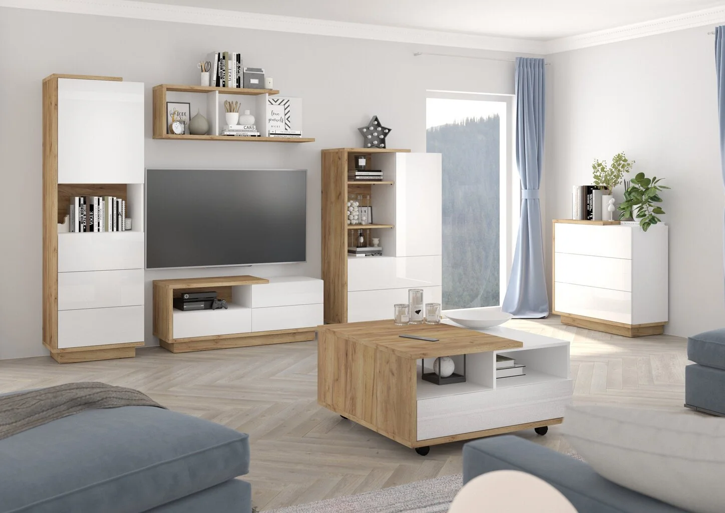 Lipasto Meblocross Hybrid Hyb-09 3S, Vaaleanruskea/valkoinen 2 Lipasto Meblocross Hybrid Hyb-09 3S, Vaaleanruskea/valkoinen - Image 2