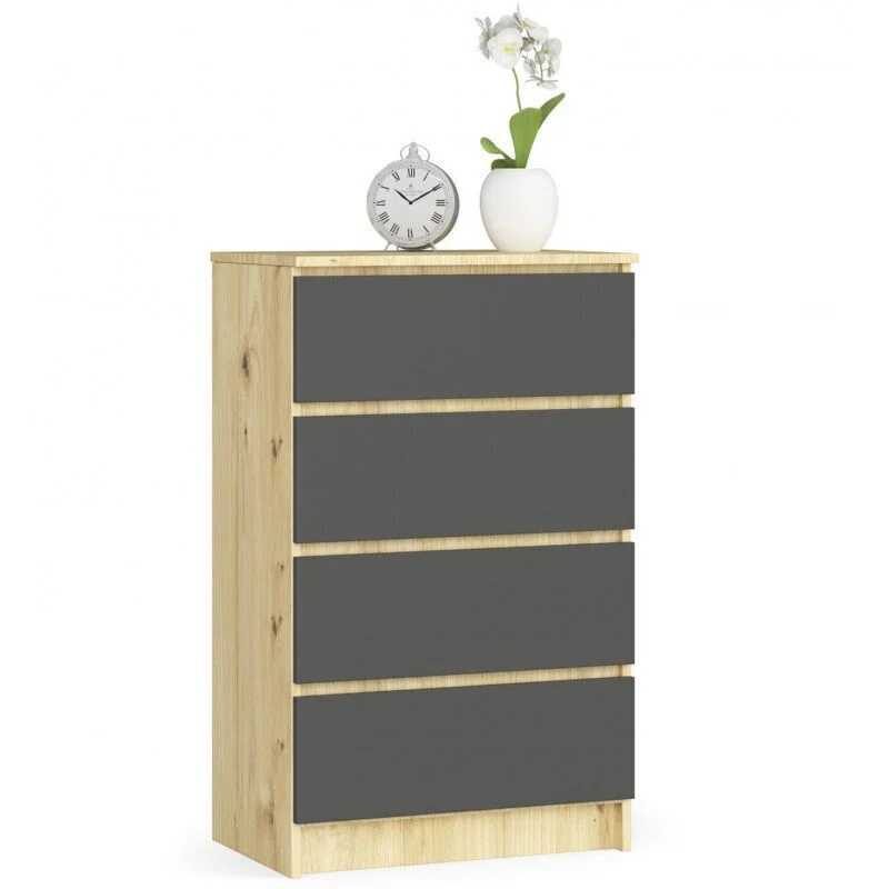 Lipasto NORE K60 4 Laatikolla, Ruskea/tammi 1 Lipasto NORE K60 4 Laatikolla, Ruskea/tammi