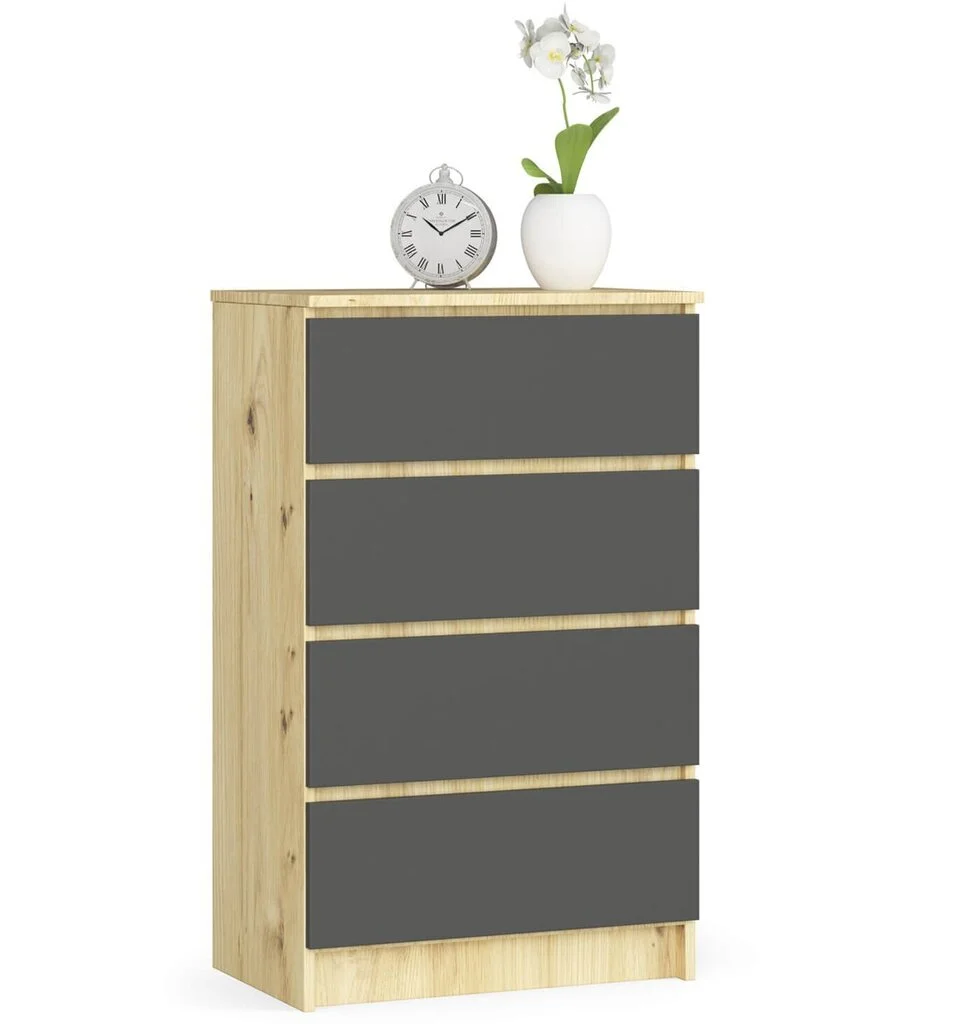 Lipasto NORE K60 4 Laatikolla, Ruskea/tammi 5 Lipasto NORE K60 4 Laatikolla, Ruskea/tammi - Image 5