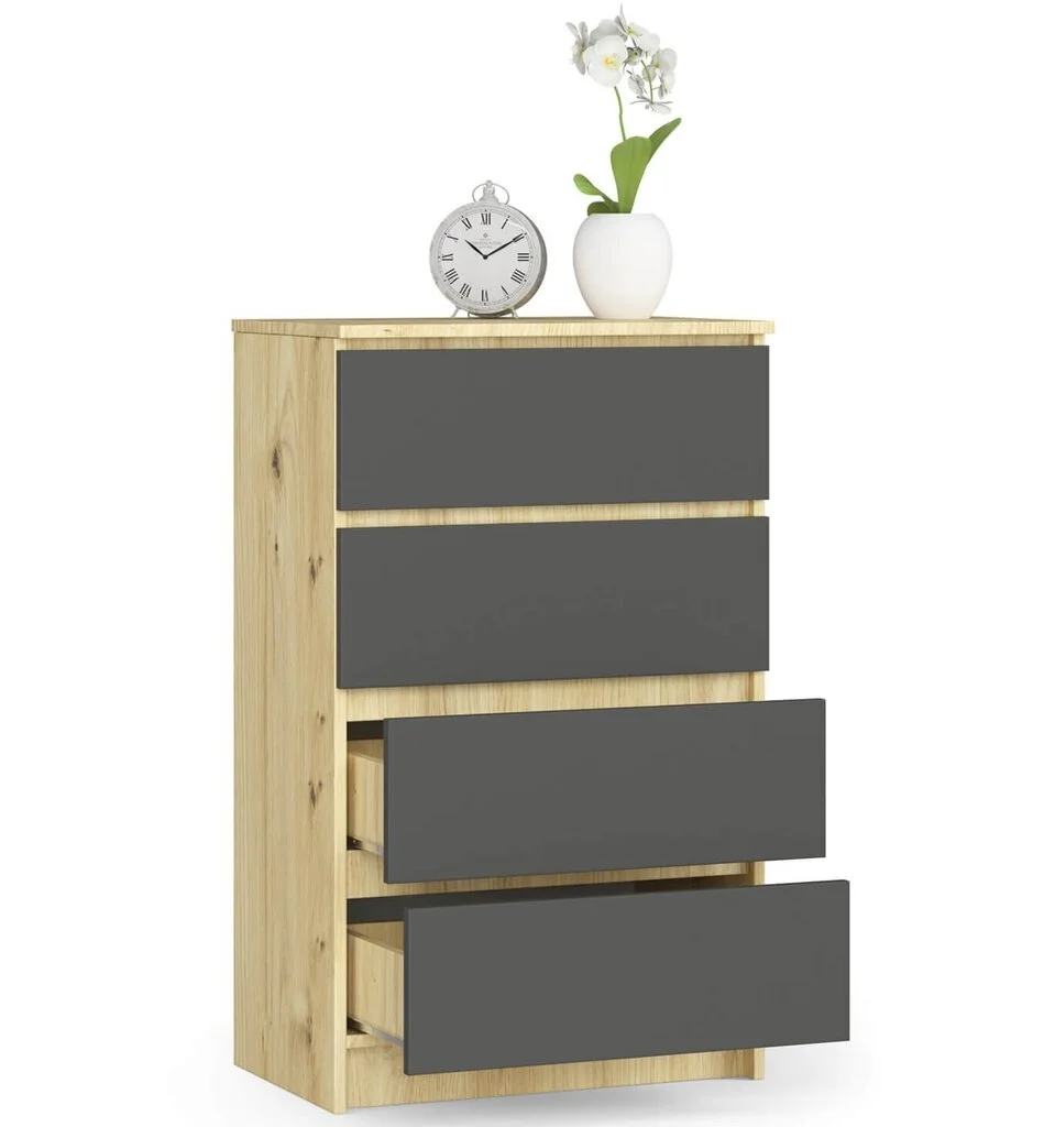 Lipasto NORE K60 4 Laatikolla, Ruskea/tammi 3 Lipasto NORE K60 4 Laatikolla, Ruskea/tammi - Image 3