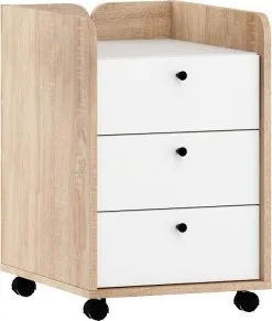 Lipasto Pyörillä Meblocross Dolce Dol-08 3S, Tammi/valkoinen