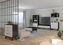 Meblocross Lipasto Sven 4D, Musta/valkoinen -Olohuoneen kalusteet myymälä lipasto sven 4d mustavalkoinen 6d241 osta reference