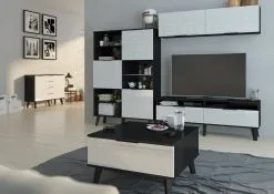 Meblocross Lipasto Sven 4D, Musta/valkoinen -Olohuoneen kalusteet myymälä lipasto sven 4d mustavalkoinen f9380 palaute reference