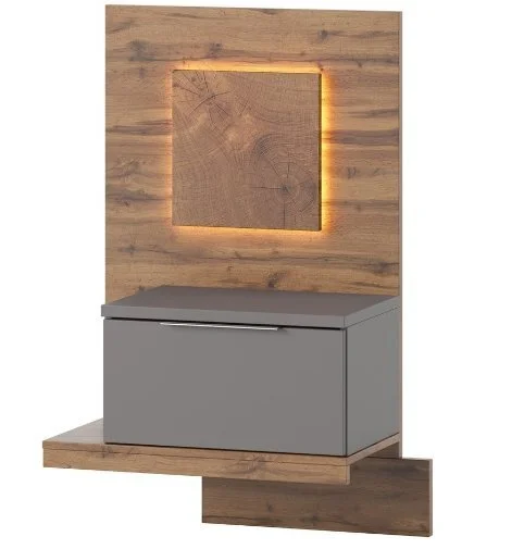 Szynaka Meble Livorno 68 Yöpöytä, Tammi / Harmaa 1 Szynaka Meble Livorno 68 Yöpöytä, Tammi / Harmaa