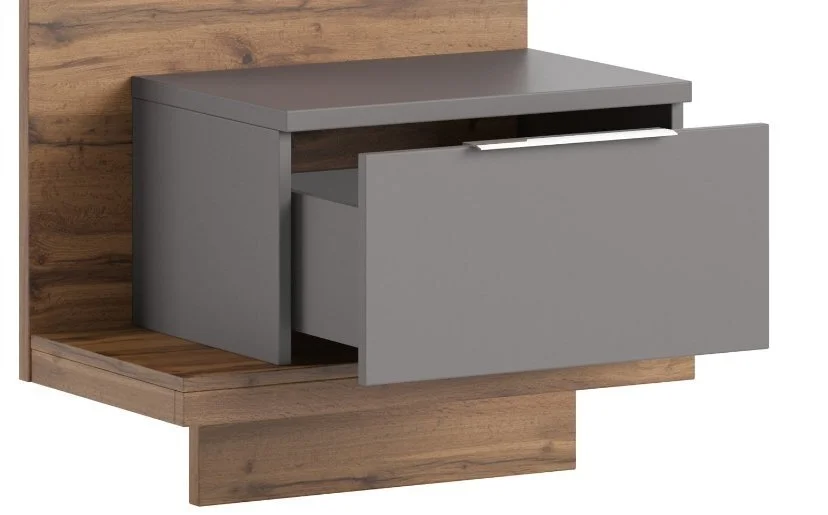 Szynaka Meble Livorno 68 Yöpöytä, Tammi / Harmaa 2 Szynaka Meble Livorno 68 Yöpöytä, Tammi / Harmaa - Image 2