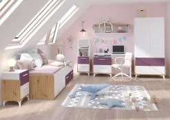 Meblocross Hey 20 Vaatekaappi, Valkoinen/liila -Olohuoneen kalusteet myymälä meblocross hey 20 vaatekaappi valkoinenliila 3929d netistai reference