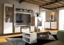 Szynaka Meble Moet 25 TV-taso, Valkoinen/ruskea -Olohuoneen kalusteet myymälä moet 25 tv taso valkoinenruskea 34396 netistai reference