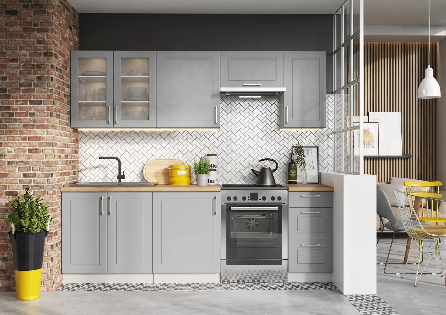 Stolkar Natalia-keittiön Kaappisarja 1,8 / 2,4, Harmaa 1 Stolkar Natalia-keittiön Kaappisarja 1,8 / 2,4, Harmaa