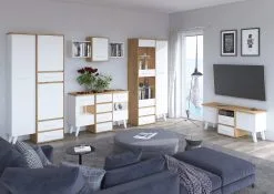 Meblocross Nordis 1D Seinähylly, Tamminen/valkoinen -Olohuoneen kalusteet myymälä nordis 1d seinahylly tamminenvalkoinen df60f netistai reference