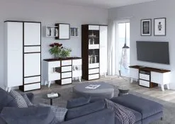 Meblocross Nordis 1D2S -vitriinikaappi, 90 X 42 X 191 Cm, Tummanruskea / Valkoinen -Olohuoneen kalusteet myymälä nordis 1d2s vitriinikaappi 90 x 42 x 3fb24 palaute reference