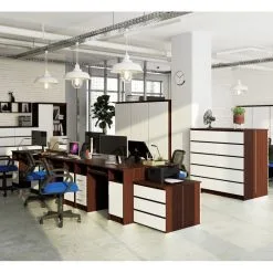 NORE Ana Työpöytä, Tummanruskea/valkoinen -Olohuoneen kalusteet myymälä nore ana tyopoyta tummanruskeavalkoinen b3687 netistai reference