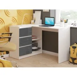 NORE B16 - Kirjoituspöytä, 124,5 X 77 X 85 Cm, Hyllystö Vasemmalla, Valkoinen / Musta -Olohuoneen kalusteet myymälä nore b16 kirjoituspoyta 1245 x 77 x 7ee09 netistai reference