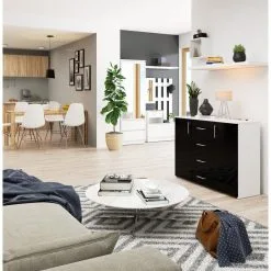 Nore K45 Lipasto, Valko/musta -Olohuoneen kalusteet myymälä nore k45 lipasto valkomusta abafe netistai reference