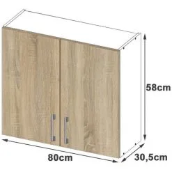 NORE Lima Seinäkaappi W80, Valkoinen / Tammi -Olohuoneen kalusteet myymälä nore lima seinakaappi w80 valkoinen tammi 8a046 palaute reference