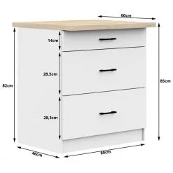 Keittiökaappi NORE Oliwia S80, 3 Laatikkoa, Valkoinen -Olohuoneen kalusteet myymälä nore oliwia s80 keittiokaappi 4 laatikkoa valkoinen 517ad netistai reference