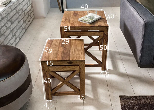 Pali-pöytäsarja, 2 Osaa, Ruskea 5 Pali-pöytäsarja, 2 Osaa, Ruskea - Image 5