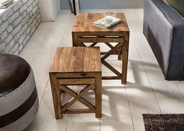 Pali-pöytäsarja, 2 Osaa, Ruskea 4 Pali-pöytäsarja, 2 Osaa, Ruskea - Image 4