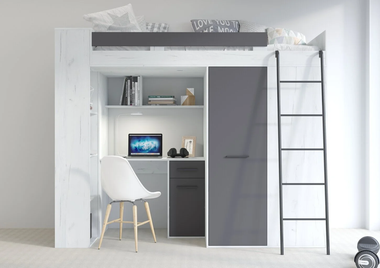 Parvisänky Meblocross Verana P, 200x90 Cm, Valkoinen/harmaa 3 Parvisänky Meblocross Verana P, 200x90 Cm, Valkoinen/harmaa - Image 3