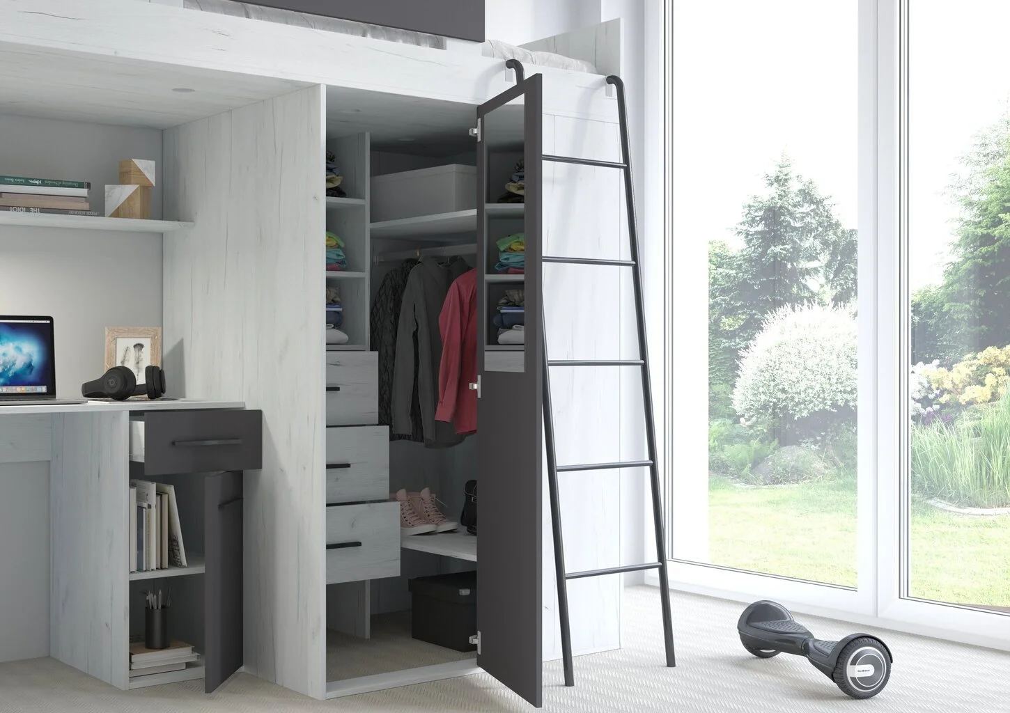 Parvisänky Meblocross Verana P, 200x90 Cm, Valkoinen/harmaa 4 Parvisänky Meblocross Verana P, 200x90 Cm, Valkoinen/harmaa - Image 4