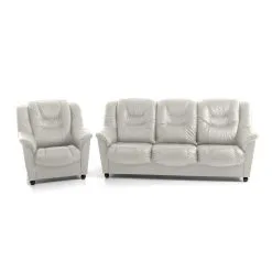 Pehmeä Huonekalusetti Mann, 3+1, Päällystetty Nahalla, - Valge 5007, Musta Värvi Jalad