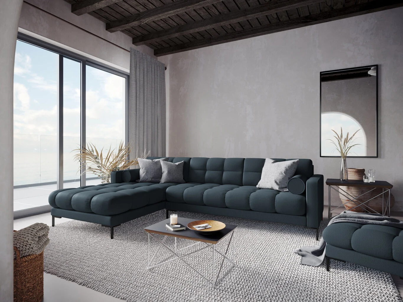 Pehmeä Kulmasohva Cosmopolitan Design Bali, Sininen/musta 5 Pehmeä Kulmasohva Cosmopolitan Design Bali, Sininen/musta - Image 5