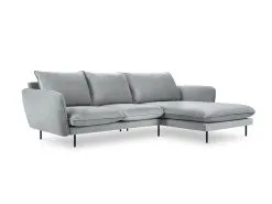 Pehmeä Kulmasohva Cosmopolitan Design Vienna, Veluuri, Vaaleanharmaa/musta