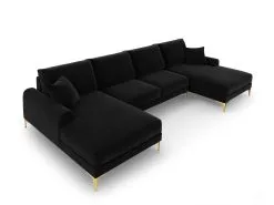 Pehmeä Kulmasohva Mazzini Sofas Madara 6S, Musta/kultainen