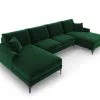Pehmeä Kulmasohva Mazzini Sofas Madara S6, Tummanvihreä/musta
