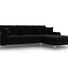 Pehmeä Kulmasohva Mazzini Sofas Madara, Veluuri, Musta/kulta