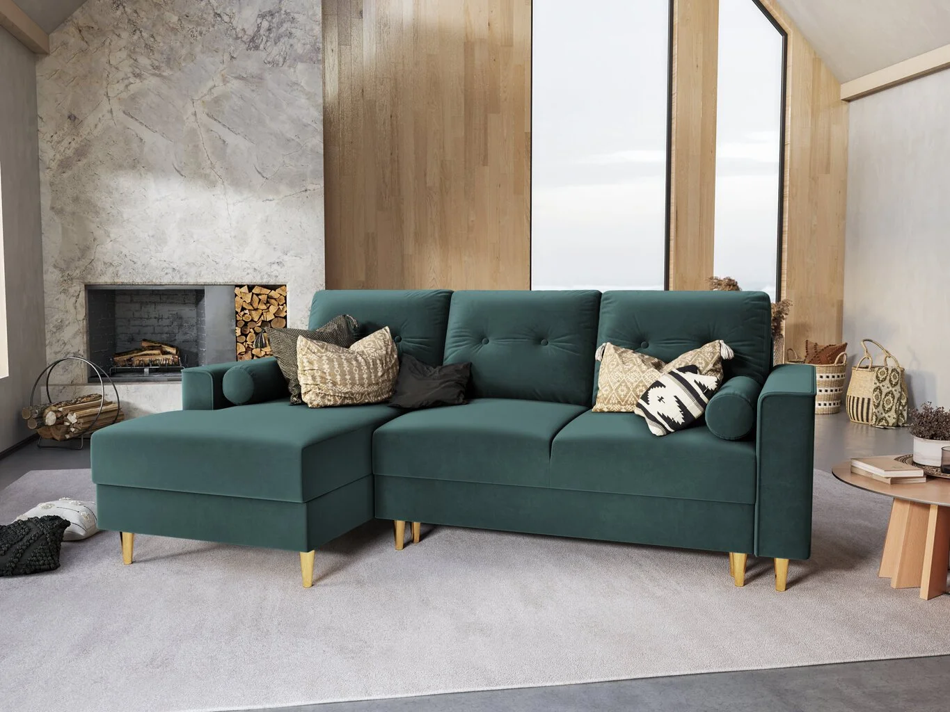 Pehmeä Kulmasohva Micadoni Home Leona 4S, Vaaleanvihreä/kullanvärinen 5 Pehmeä Kulmasohva Micadoni Home Leona 4S, Vaaleanvihreä/kullanvärinen - Image 5