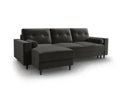 Pehmeä Kulmasohva Micadoni Home Leona, Tummanharmaa/musta