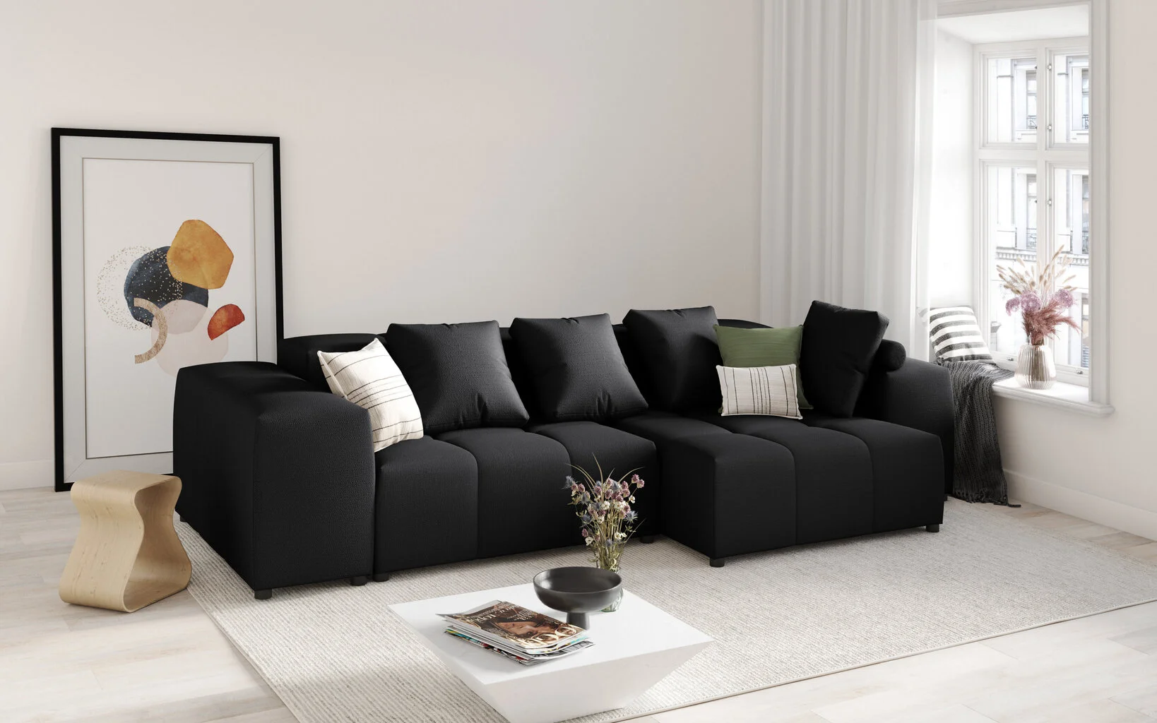 Pehmeä Kulmasohva Micadoni Home Margo S 68, Musta 6 Pehmeä Kulmasohva Micadoni Home Margo S 68, Musta - Image 6