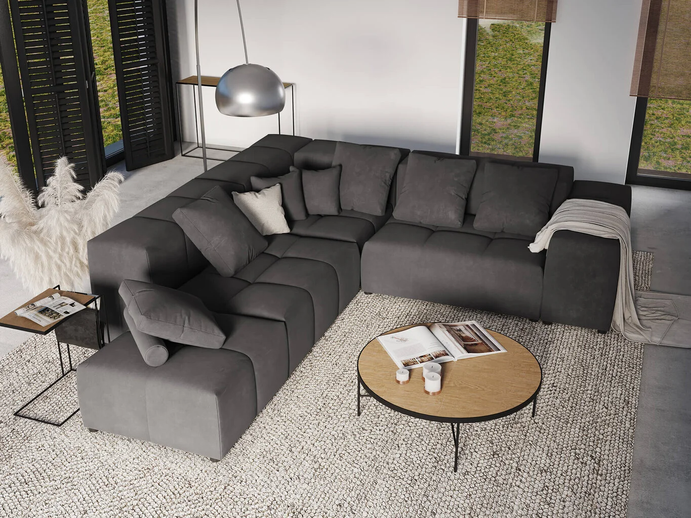 Pehmeä Kulmasohva Micadoni Home Margo XL, Tummanharmaa 6 Pehmeä Kulmasohva Micadoni Home Margo XL, Tummanharmaa - Image 6