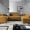 Pehmeä Kulmasohva NORE Thiago Tummankeltainen.