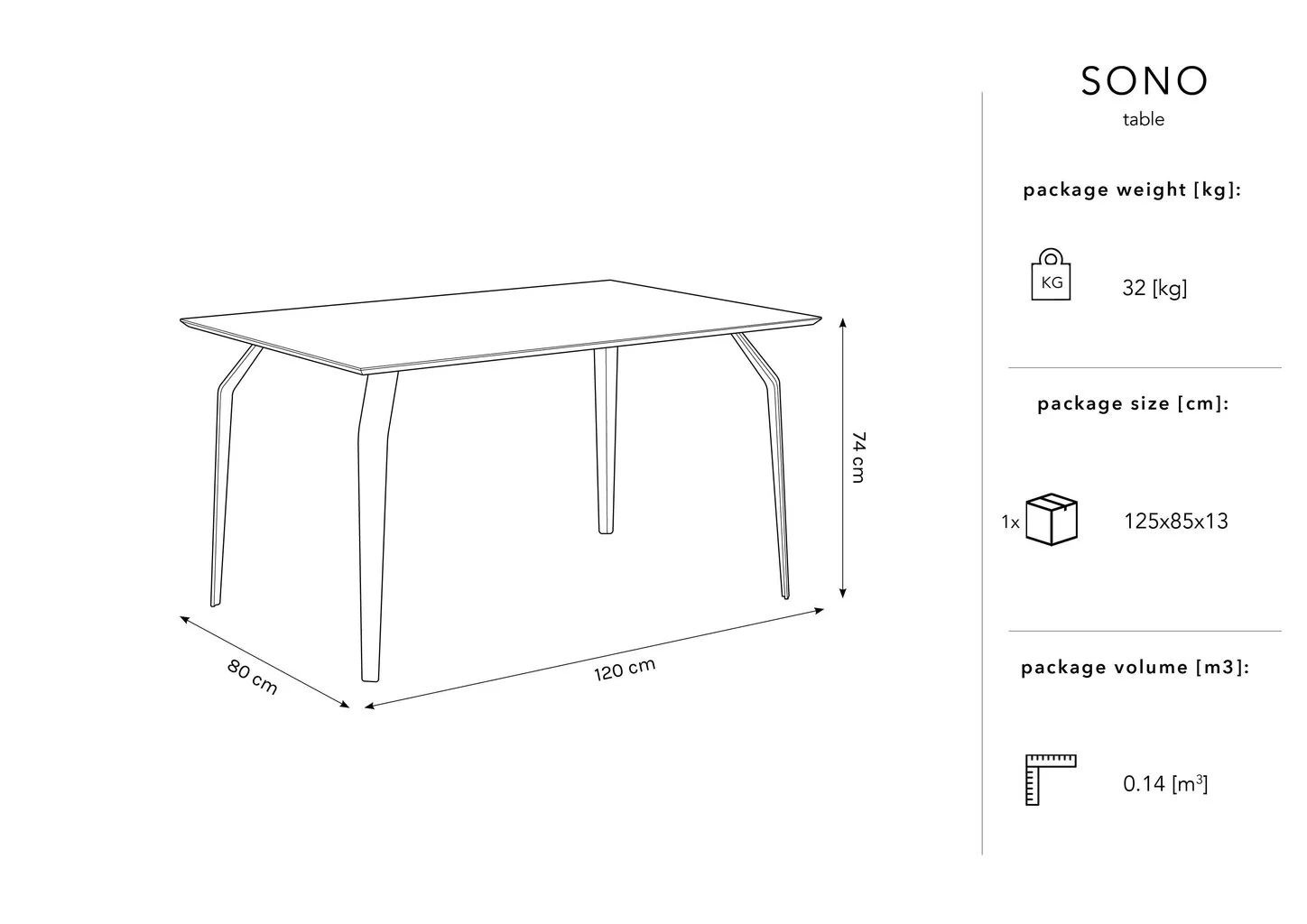 Pöytä Micadoni Home Sono, 120x80 Cm, Ruskea/musta 5 Pöytä Micadoni Home Sono, 120x80 Cm, Ruskea/musta - Image 5