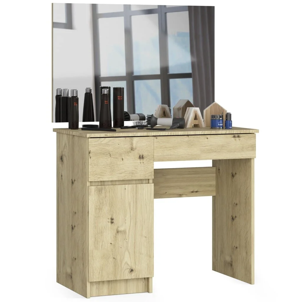 NORE Pukeutumispöytä Peilillä 50x60 Cm, Artisan Tammen Värinen 1 NORE Pukeutumispöytä Peilillä 50x60 Cm, Artisan Tammen Värinen