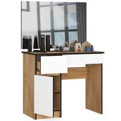 NORE Pukeutumispöytä Peilillä 90x60 Cm, Craft Tammi/valkoinen -Olohuoneen kalusteet myymälä pukeutumispoyta peililla 90x60 cm craft tammivalkoinen 1502b netistai reference