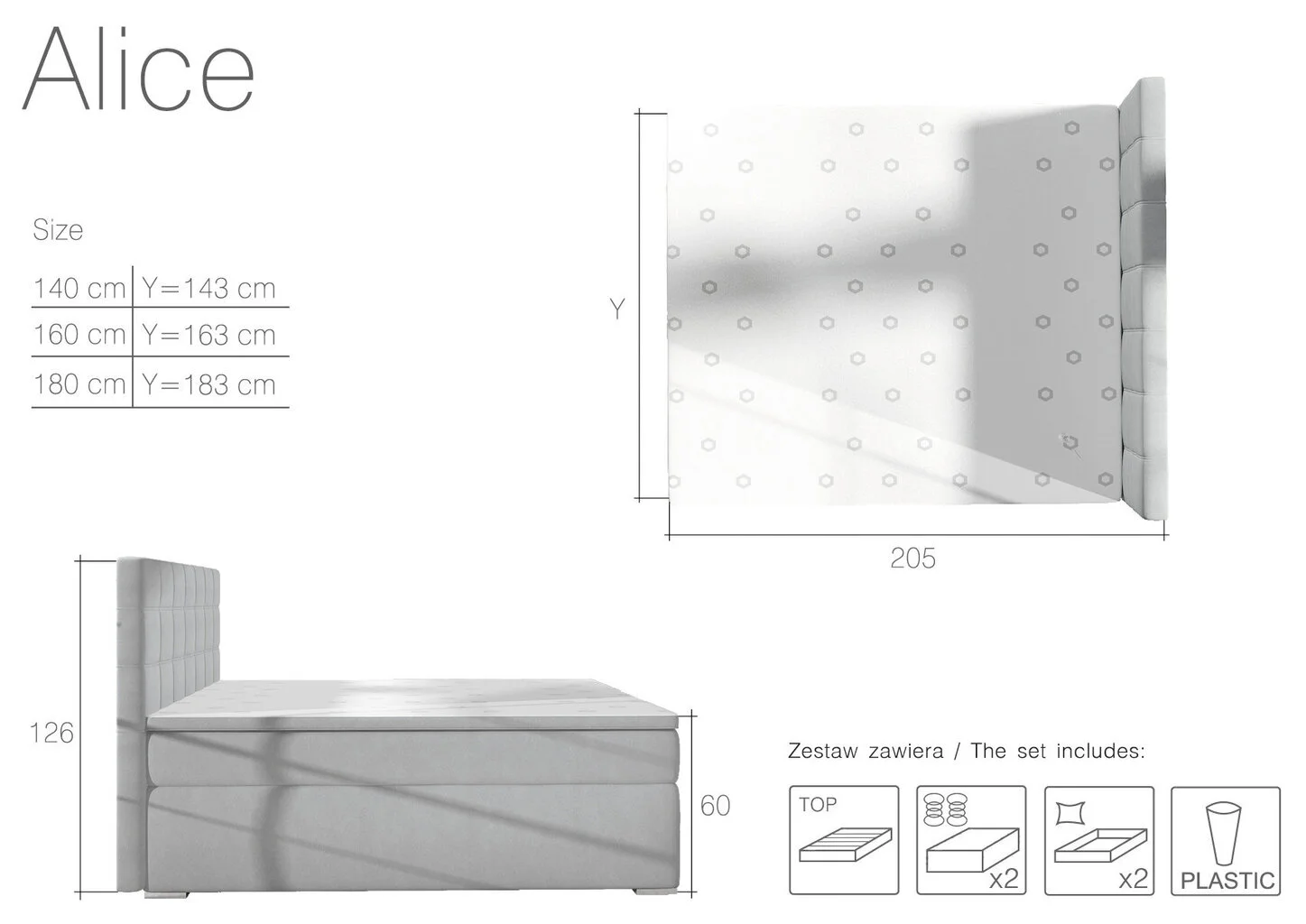 NORE Sänky Alicie, 140x200 Cm, Gobeliini, Musta 4 NORE Sänky Alicie, 140x200 Cm, Gobeliini, Musta - Image 4
