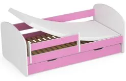 Sänky Patjalla, Vuodevaatelaatikolla Ja Irrotettavalla Suojalla NORE Smile, 160x80 Cm, Valkoinen/vaaleanpunainen -Olohuoneen kalusteet myymälä sanky patjalla vuodevaatelaatikolla ja irrotettavalla suojalla nore 1772a netistai reference