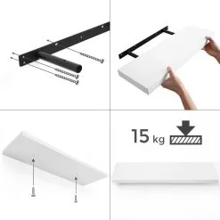 Songmics Seinähylly 60x20x3,8 Cm, Valkoinen -Olohuoneen kalusteet myymälä seinahylly 60x20x38 cm valkoinen 4a23f netistai reference