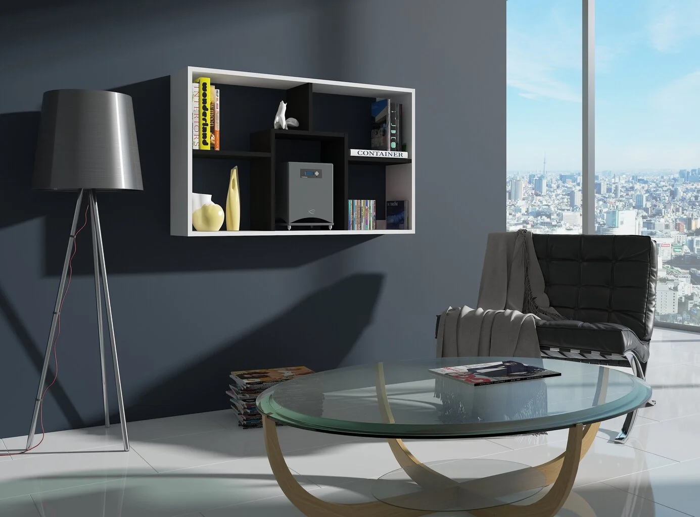 Meblocross Seinähylly Domino A, Valkoinen/musta 2 Meblocross Seinähylly Domino A, Valkoinen/musta - Image 2