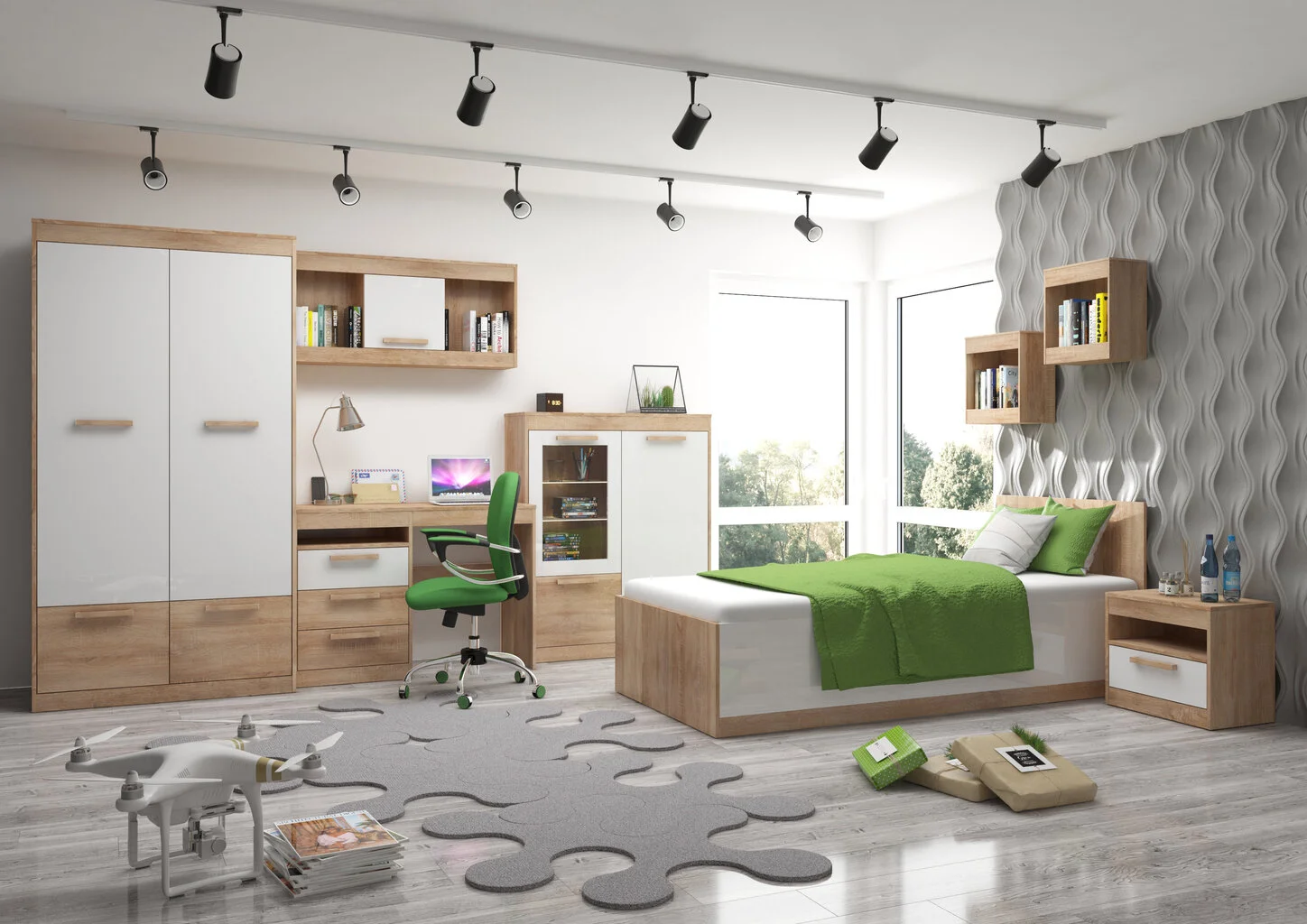 Meblocross Seinähylly Maximus 1D, Tammi / Valkoinen. 2 Meblocross Seinähylly Maximus 1D, Tammi / Valkoinen. - Image 2