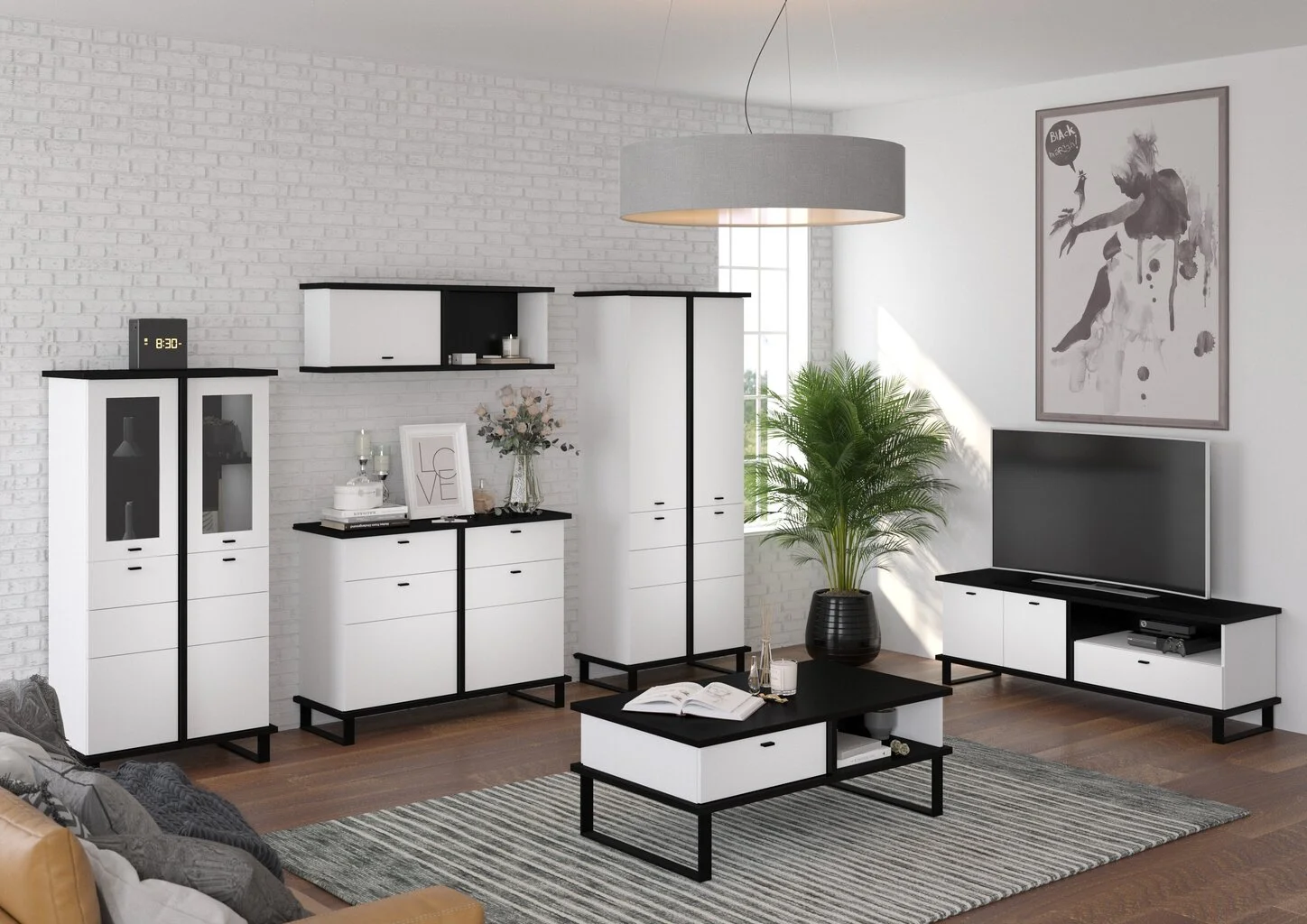 Seinäkaappi Meblocross Cross Cro-24 S, Musta/valkoinen 2 Seinäkaappi Meblocross Cross Cro-24 S, Musta/valkoinen - Image 2