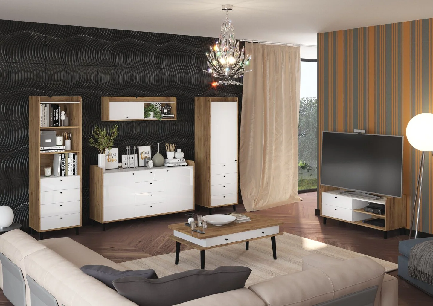 Seinäkaappi Meblocross Dolce Dol-24 M, Vaaleanruskea/valkoinen 2 Seinäkaappi Meblocross Dolce Dol-24 M, Vaaleanruskea/valkoinen - Image 2