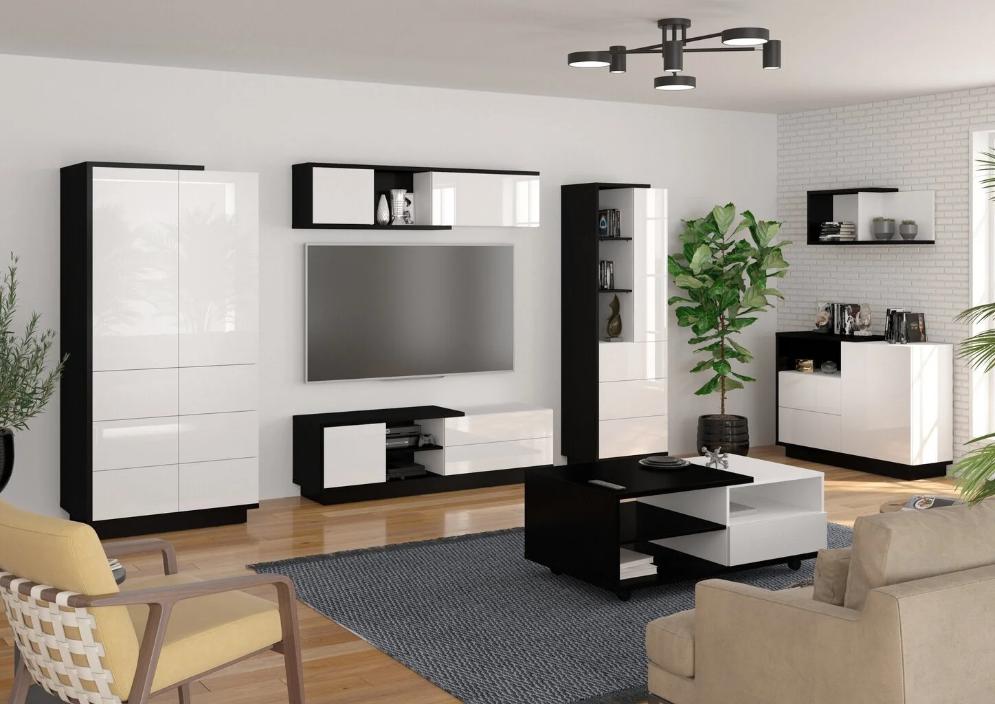 Seinäkaappi Meblocross Hybrid Hyb-25 2D, Musta/valkoinen 2 Seinäkaappi Meblocross Hybrid Hyb-25 2D, Musta/valkoinen - Image 2