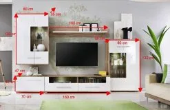 Halmar Saala -kaapisto, 195 X 310 X 47 Cm, Ruskea Tammi / Korkeakiilto Valkoinen -Olohuoneen kalusteet myymälä sekcija halmar saala rudabalta 331d5 hinta reference