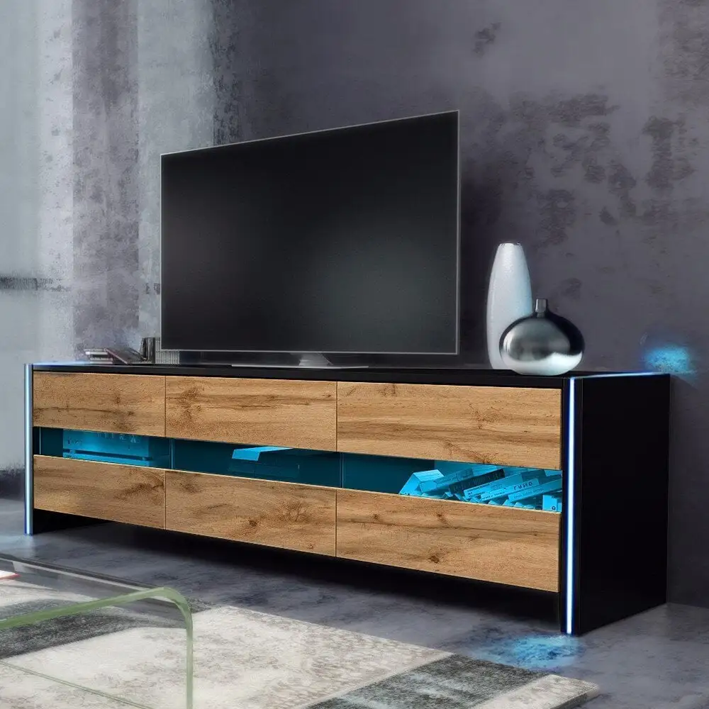 Selsey Skylight LED TV-taso, Ruskea/musta 2 Selsey Skylight LED TV-taso, Ruskea/musta - Image 2