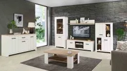 Setti Forte Elara ERXD011L-C586, Valkoinen / Tammi -Olohuoneen kalusteet myymälä setti forte elara erxd011l c586 valkoinen tammi 1a32e netistai reference