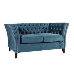 Home4you Sohva MAYERS 2-istuttava, 165x86xH78cm, Verhoilumateriaali: Sametti, Väri: Merensinine