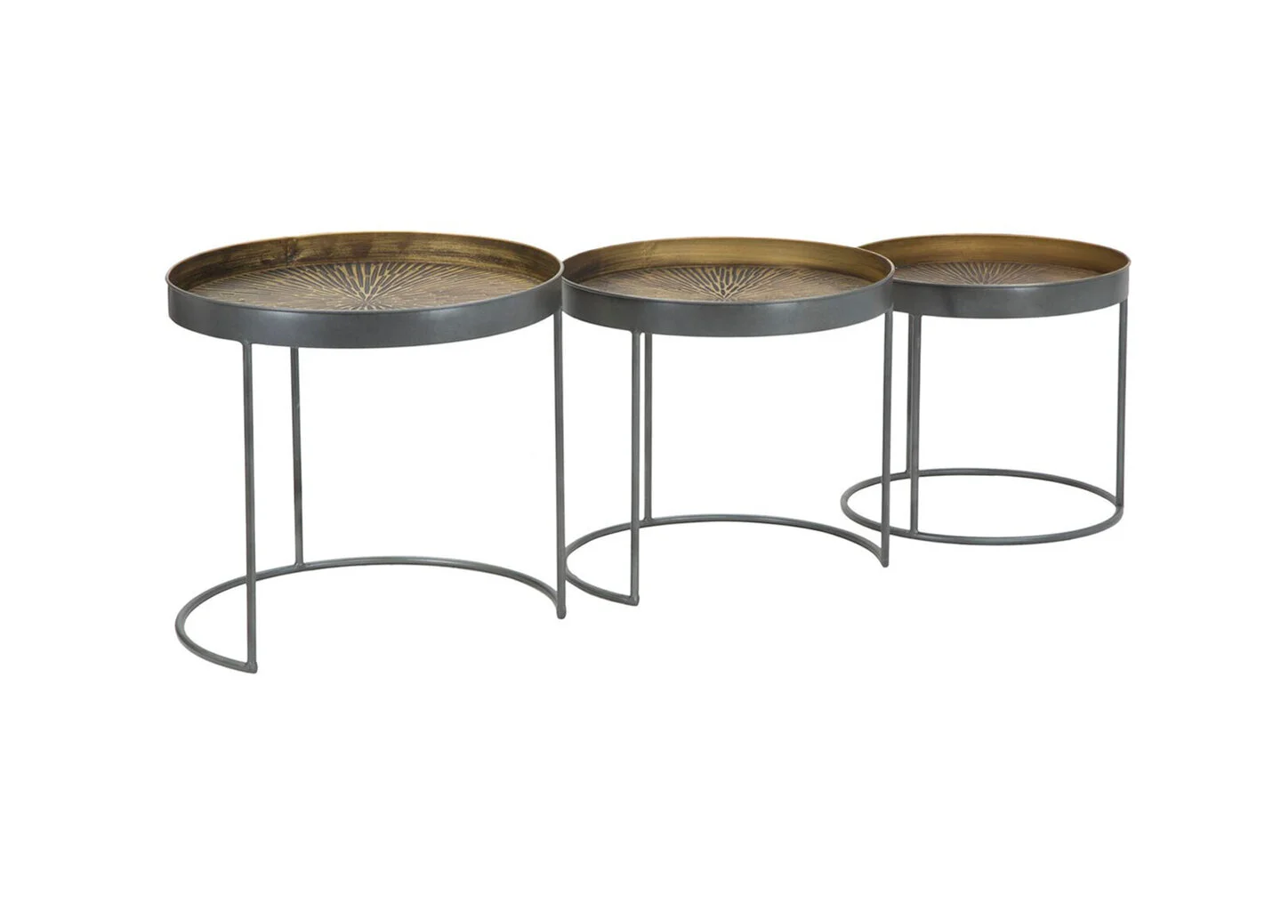 Sohvapöytä, 3 Kpl Industrial, Ruskea/musta 1 Sohvapöytä, 3 Kpl Industrial, Ruskea/musta